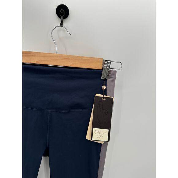 CALIA Leggings Women XS NWT Blue Dark Ocean High Rise Stripe 7/8 Pull On - Picture 4 of 8